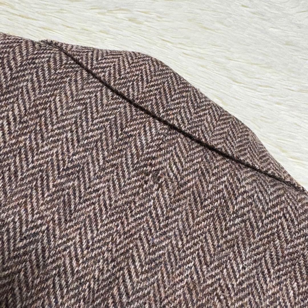 ハリスツイード USA製クラシック ヘリンボーン ジャケット M〜L ブラウン