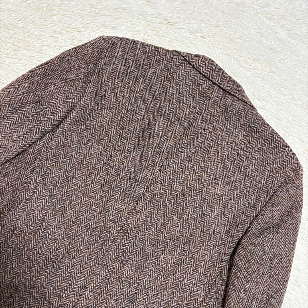 ハリスツイード USA製クラシック ヘリンボーン ジャケット M〜L ブラウン