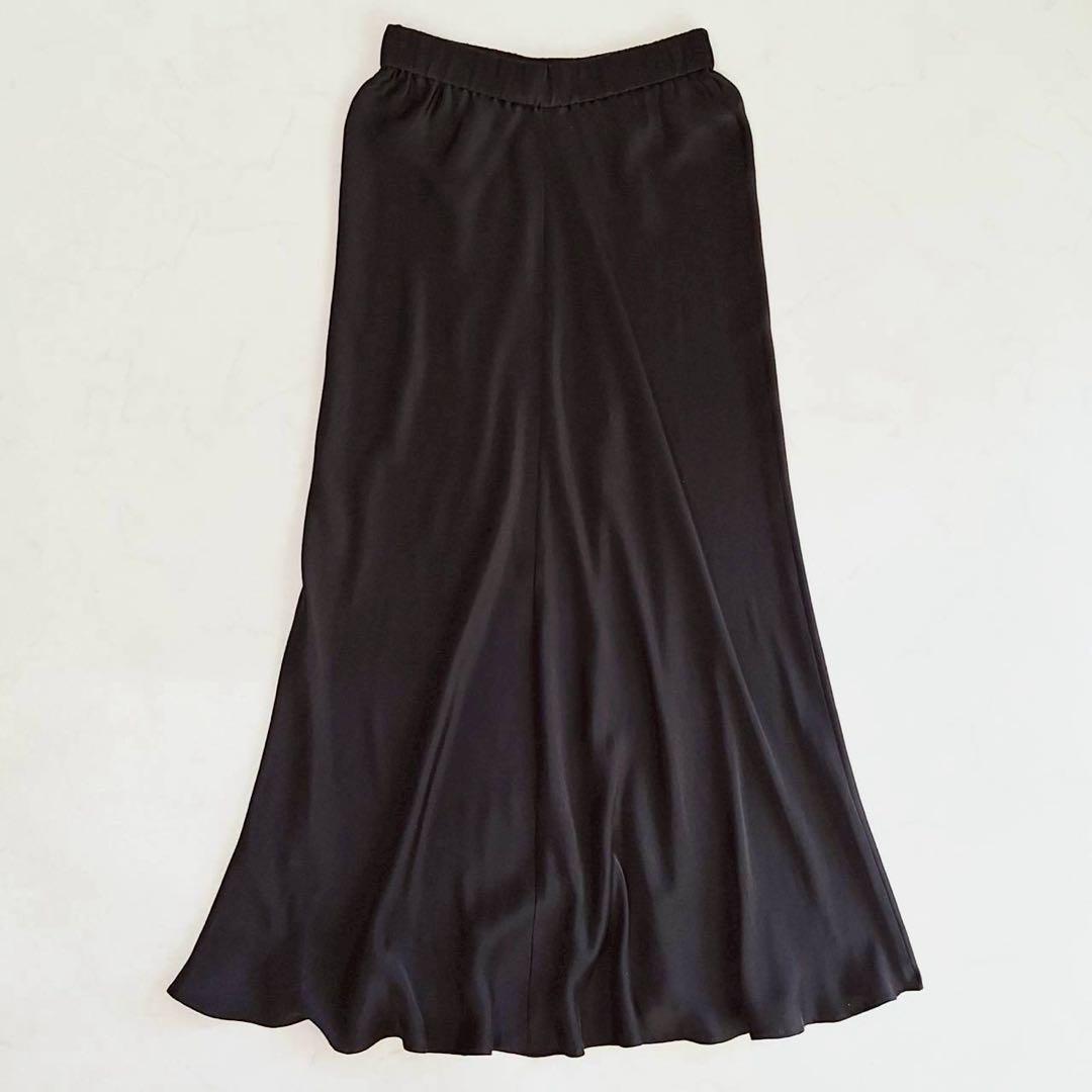 2104 ドゥーズィエムクラス サテンシルクスカート シルク100% 黒 F