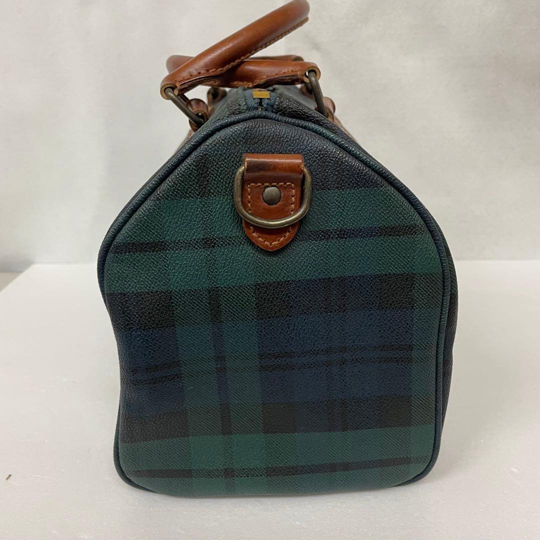ポロラルフローレン　ボストンバッグ　レザー　PVC チャーム　グリーン　チェック
