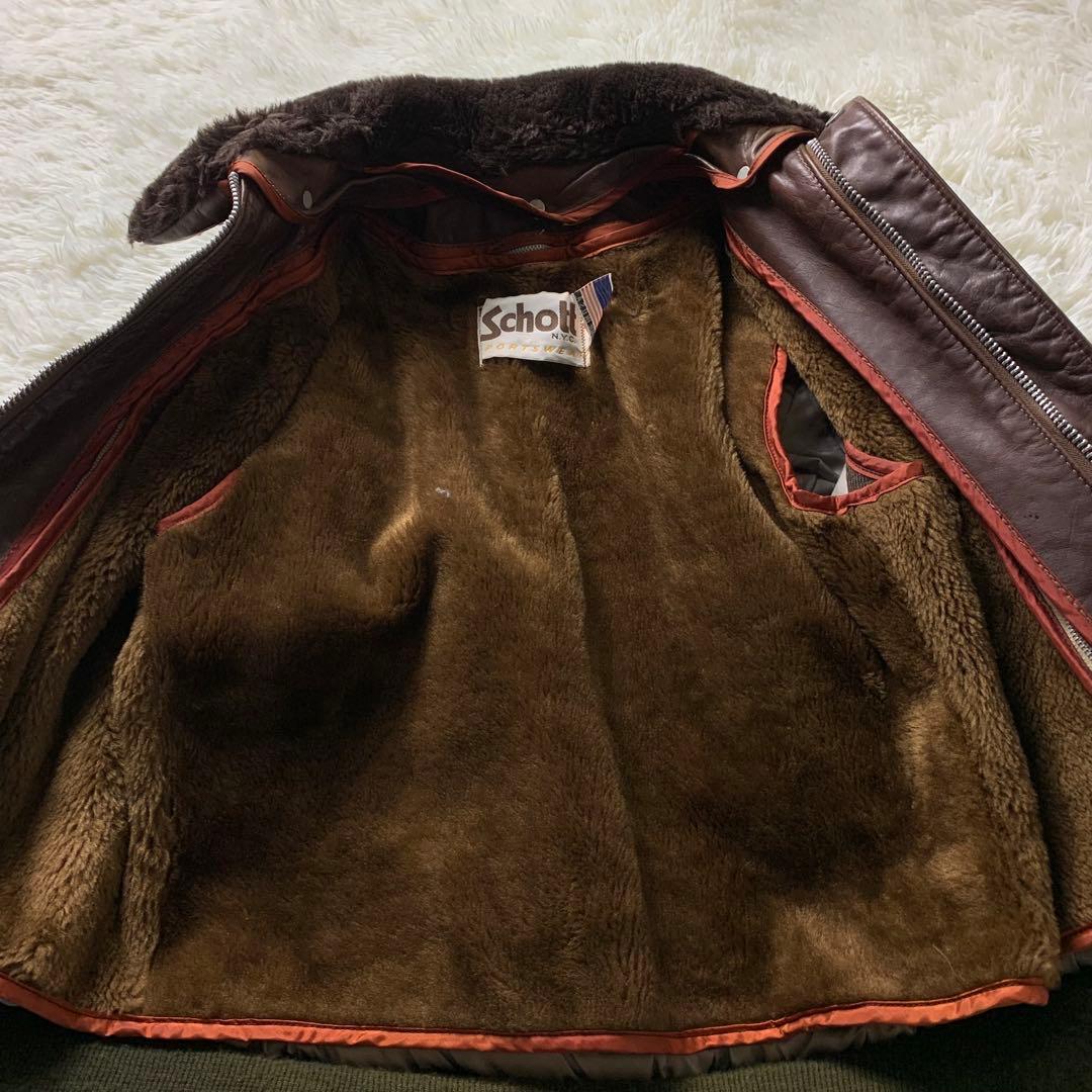 【米国製】ショット フライトジャケット G-1 襟ボア ライナー ブラウン 38