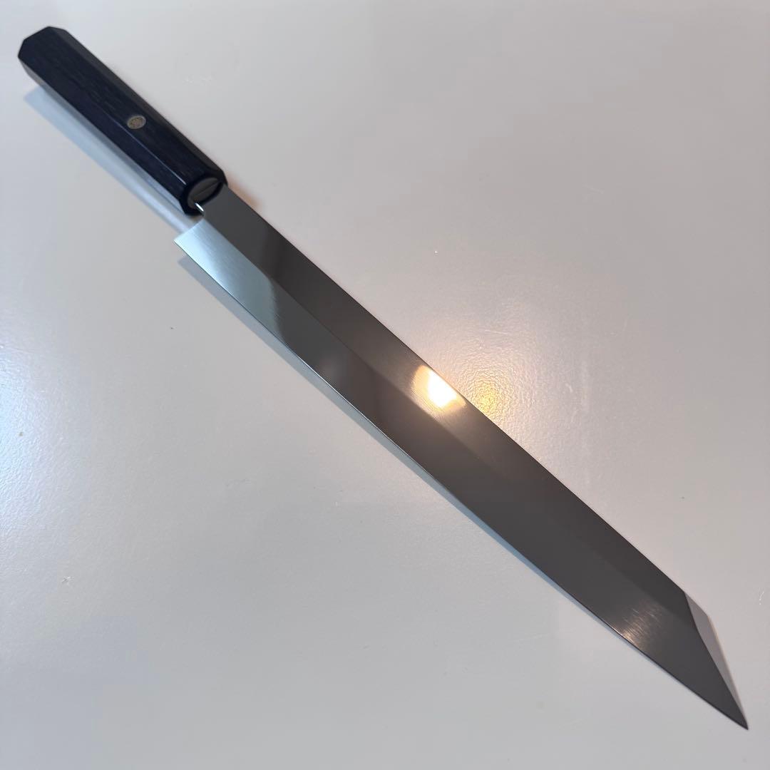 【特価限定】270mm 切付柳刃包丁 鏡面　黒檀八角柄 刺身包丁 全鋼。