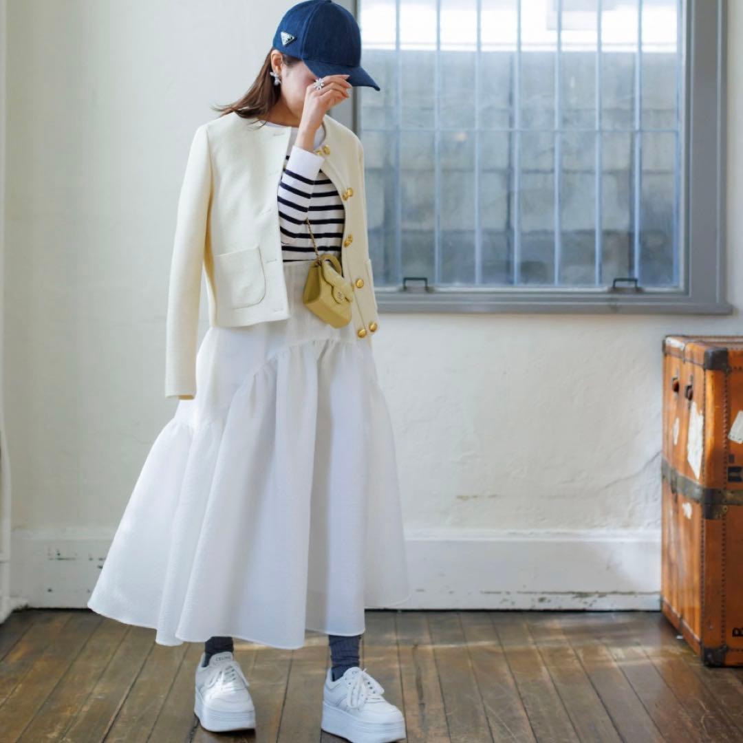 【人気✨完売】Bluelea ☆ ブルレア ジャガードスカート　白 36