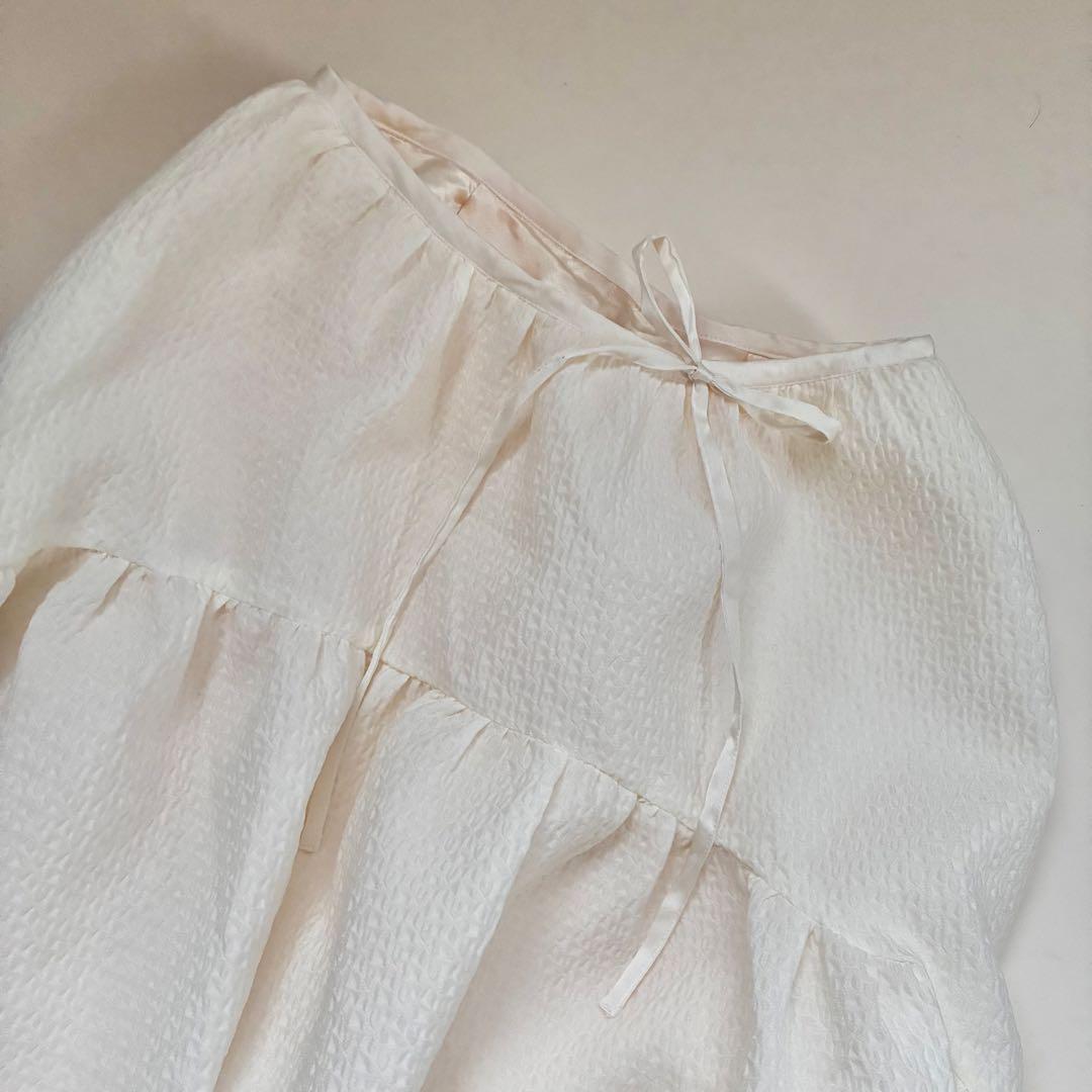 【人気✨完売】Bluelea ☆ ブルレア ジャガードスカート　白 36