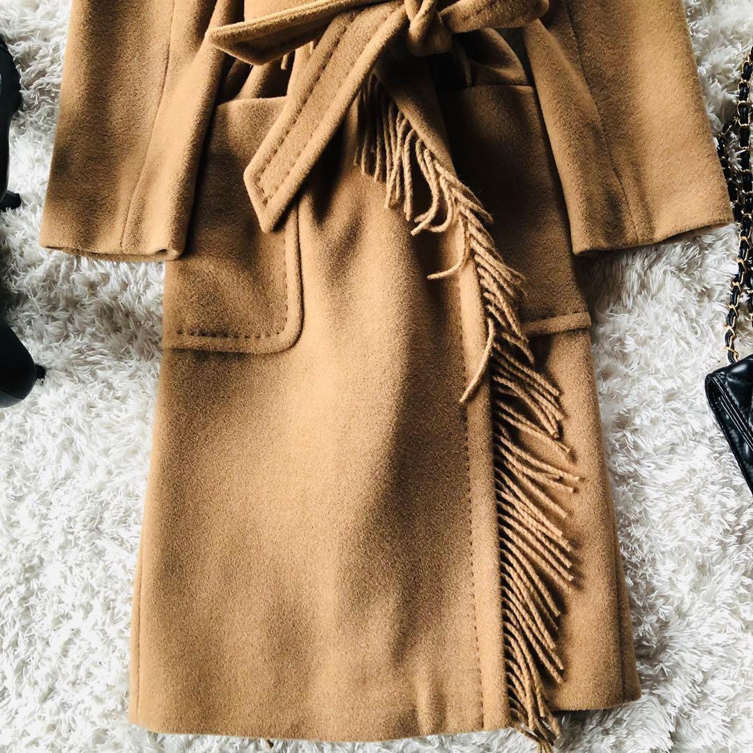 現行モデル✨美品 マックスマーラ フリンジコート キャメル100% 女優襟 36