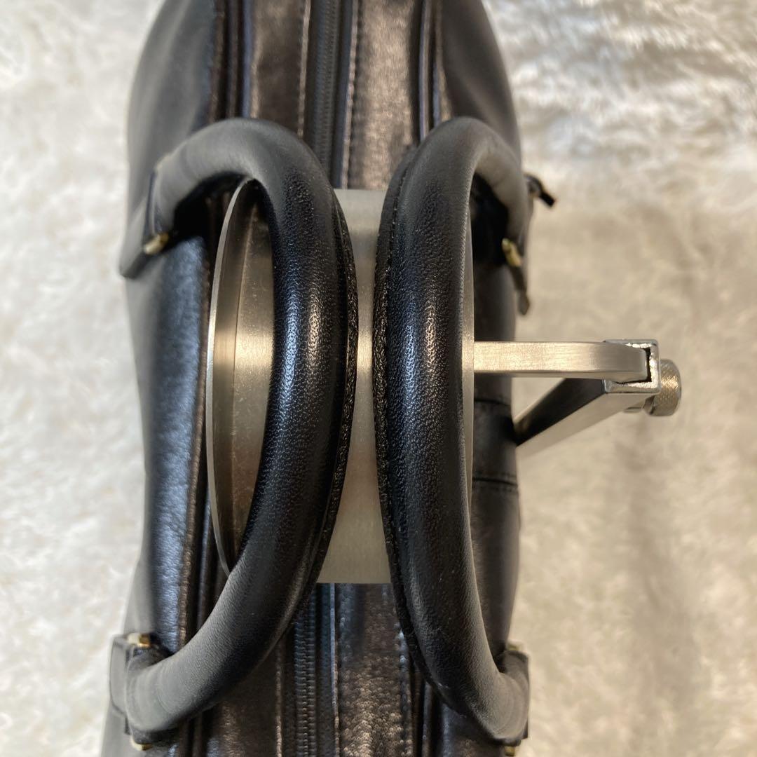 DAKS ダックス ミニ ボストン　ハンドバッグ　レザー 黒